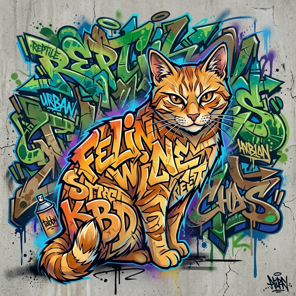 Cat Portrait Cat Portrait - AI graffiti art example