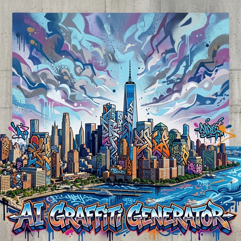 City Skyline City Skyline - AI graffiti art example