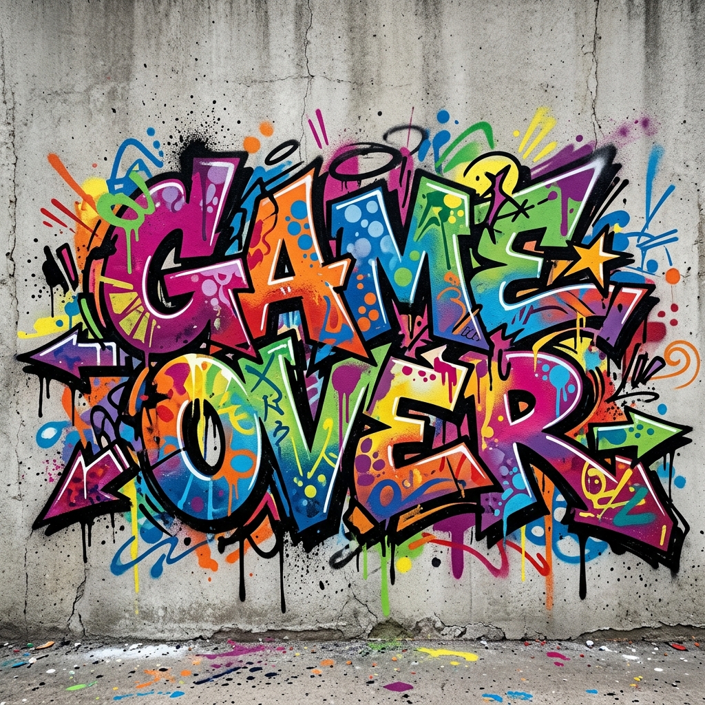 Game Over Game Over - AI graffiti art example