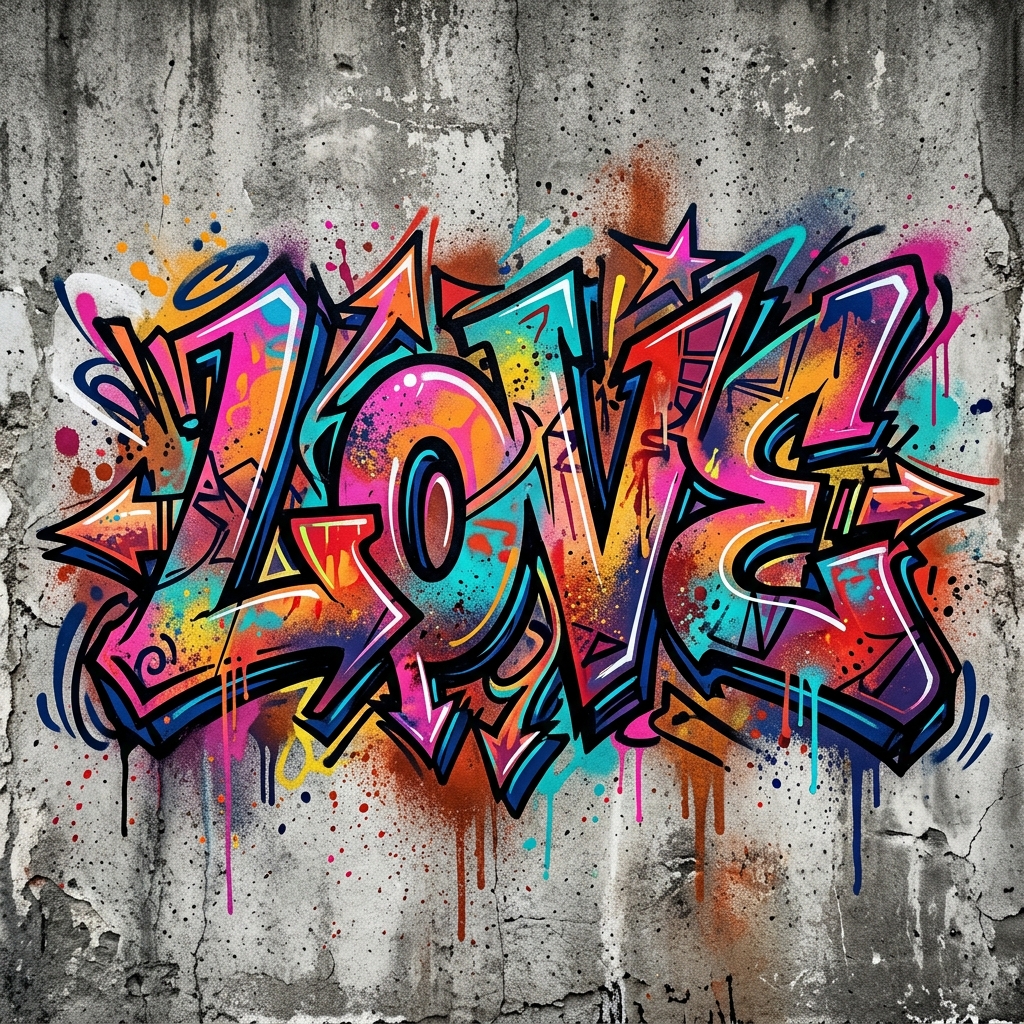 LOVE LOVE - AI graffiti art example