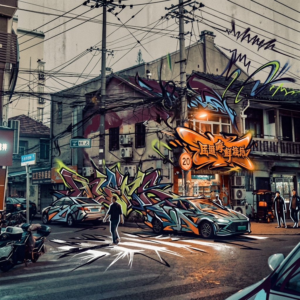 Street Corner Street Corner - AI graffiti art example