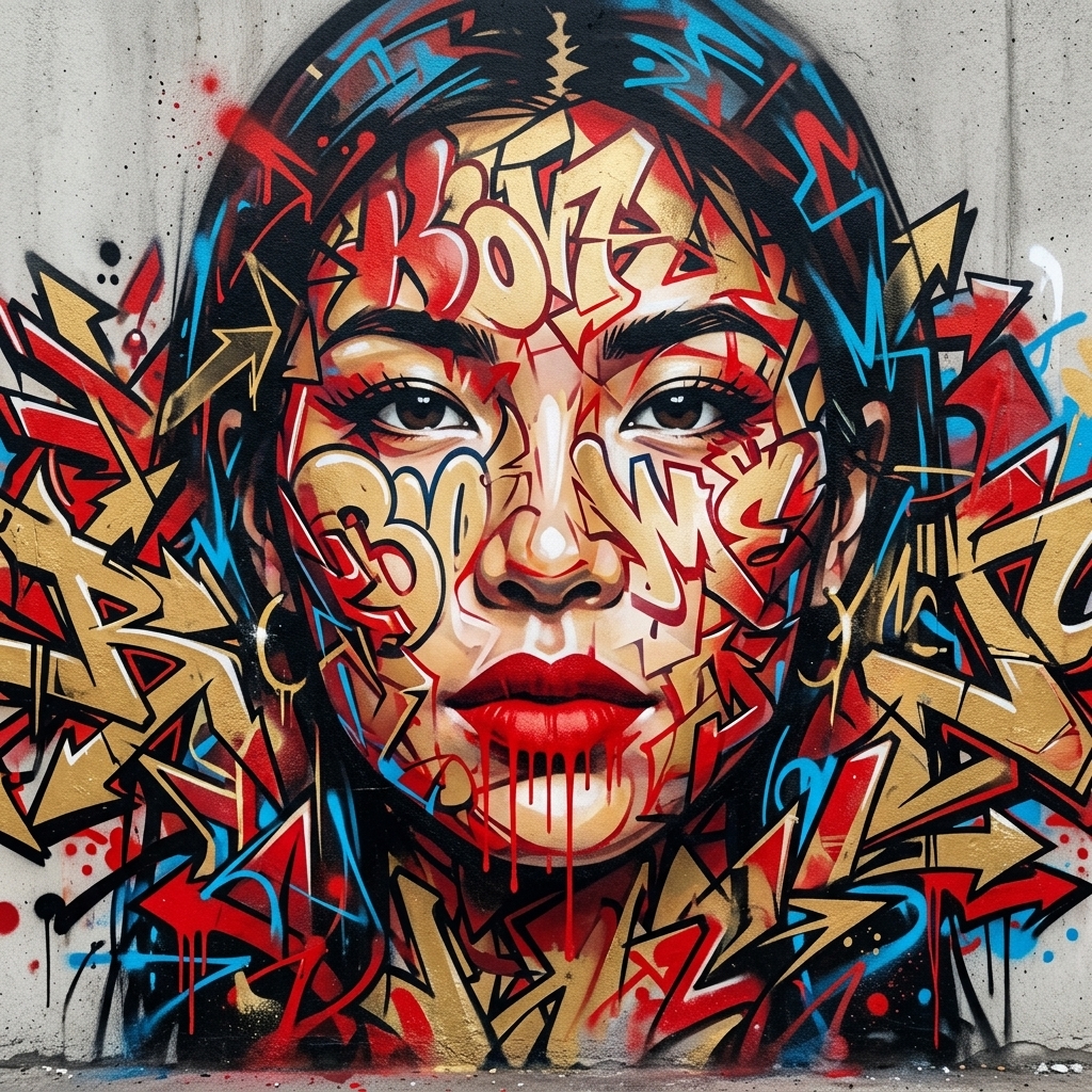 Street Portrait Street Portrait - AI graffiti art example