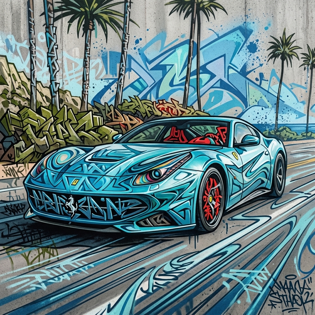 Sports Car Sports Car - AI graffiti art example