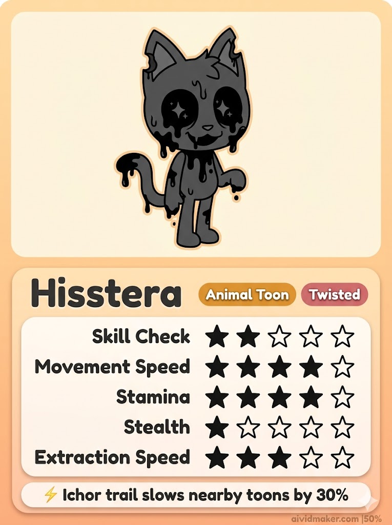 Twisted Phase Dandy's World Toon Hisstera AI generated
