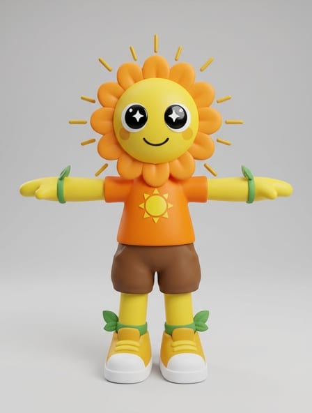 3D Render Dandy's World Sun Toon AI-generated
