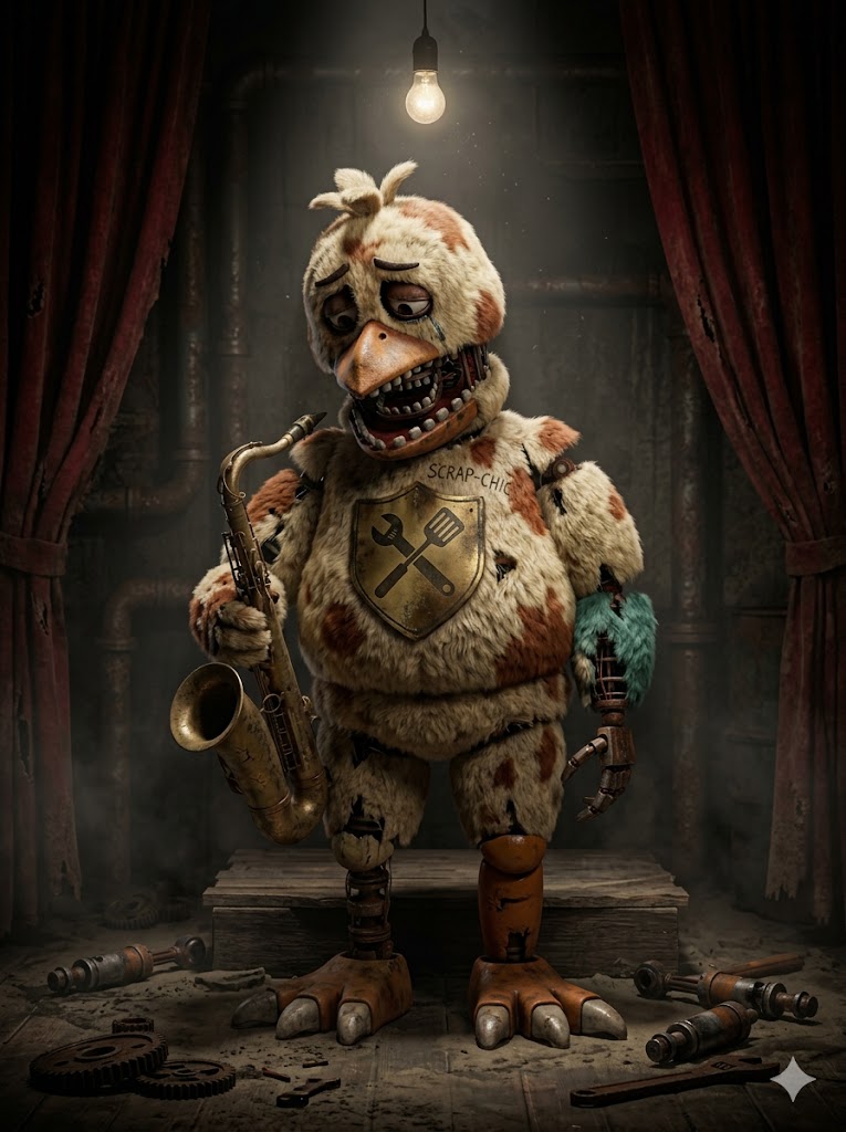 Withered Chicken — Sad Mascot — FNAF OC example