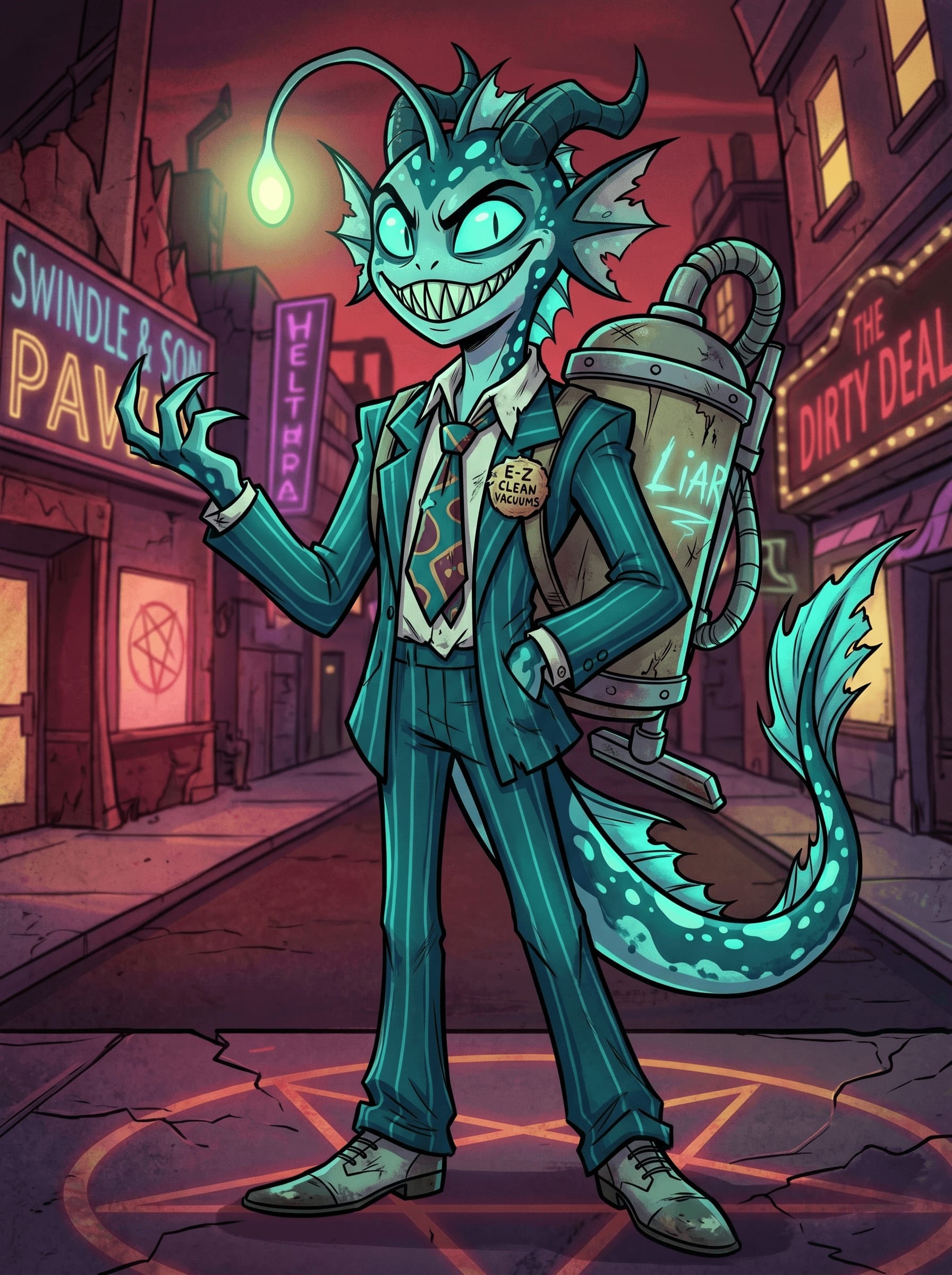 Hazbin Hotel Sinner demon OC idea 1940s salesman