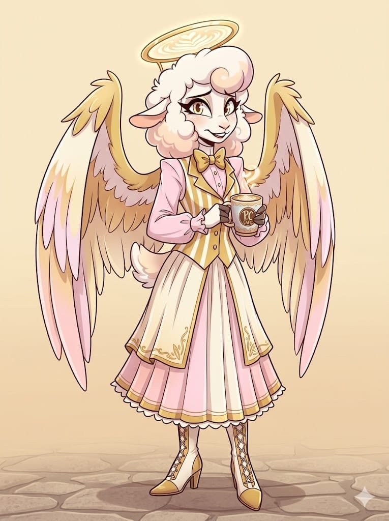 Hazbin Hotel Angel sheep barista OC idea