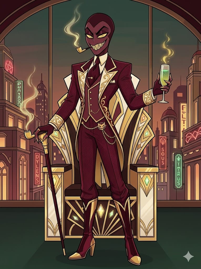 Hazbin Hotel Overlord 1940s Art Deco suit OC idea