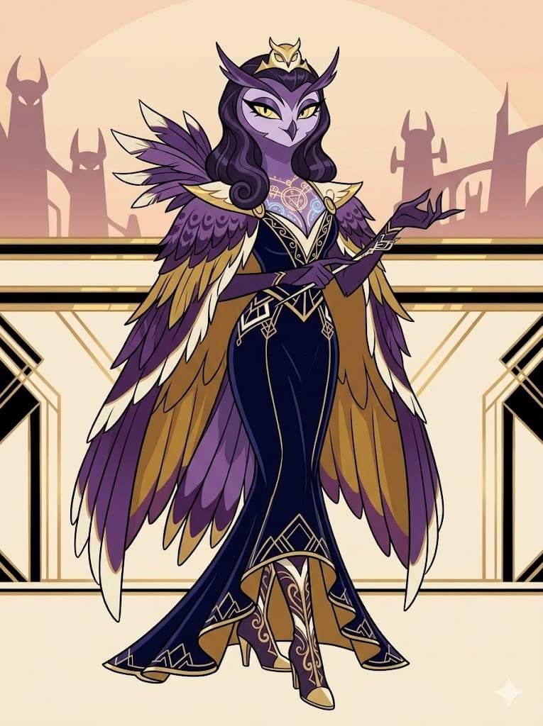 Helluva Boss Goetia owl OC noble example