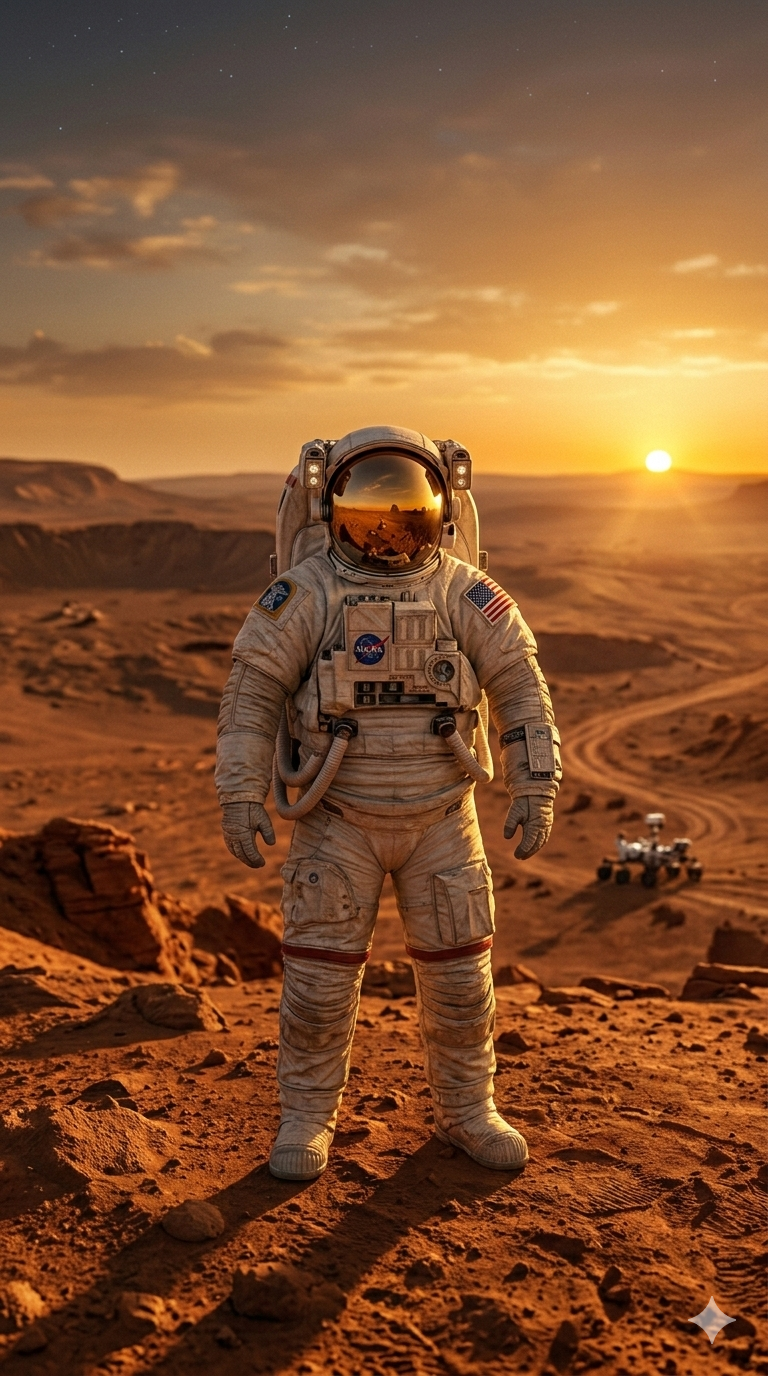 Nano Banana 2 photorealistic example - astronaut on Mars at sunset