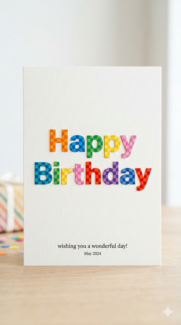 Nano Banana 2 text rendering example - colorful birthday card