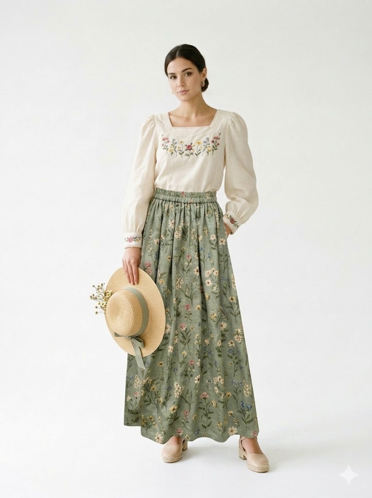 Cottagecore Vintage outfit style Cottagecore Vintage - AI outfit try-on result