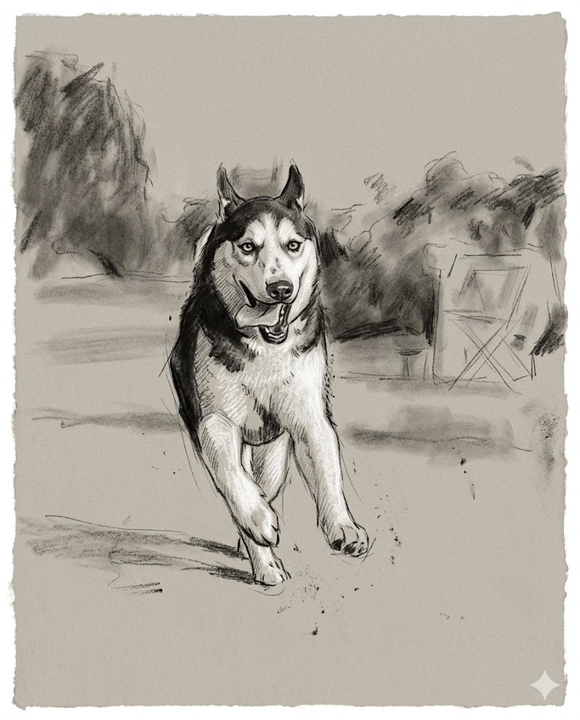 Charcoal Sketch pet portrait style