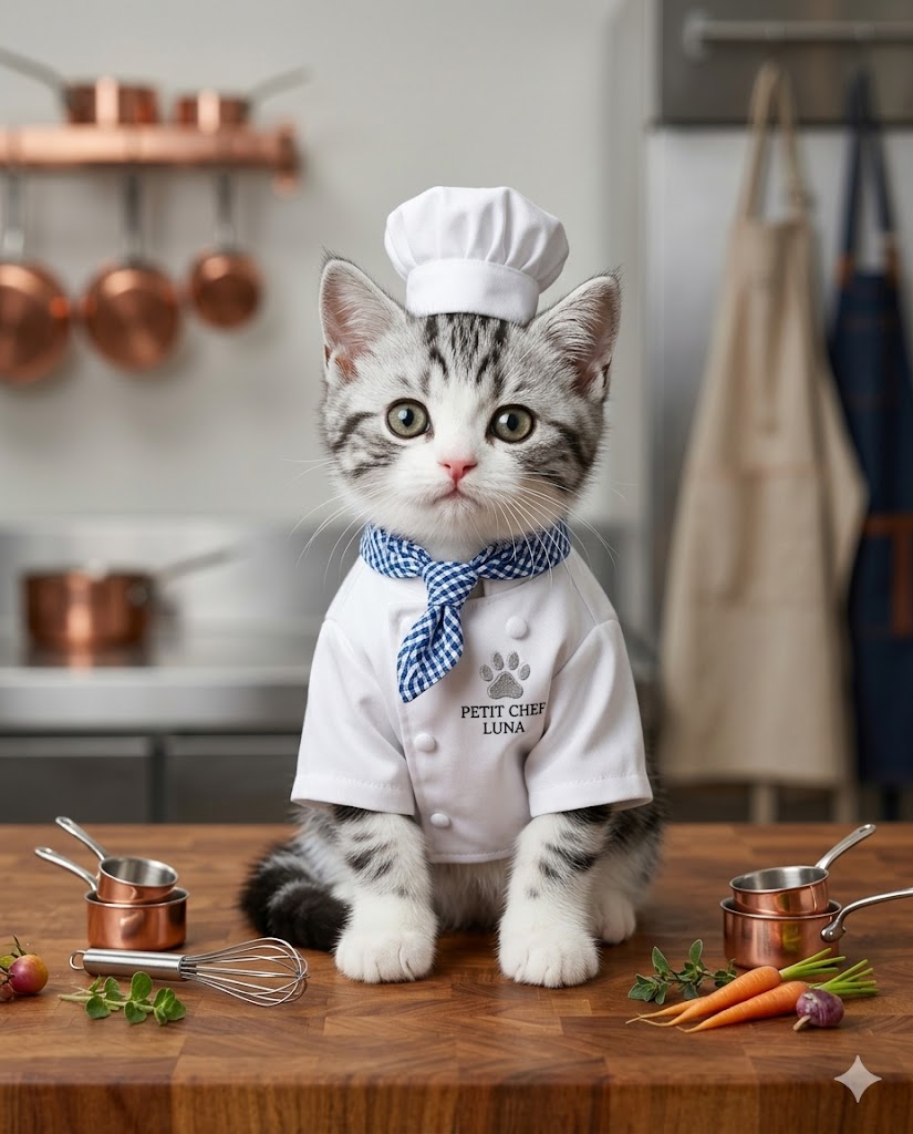 AI generated pet portrait example - chef style dog portrait