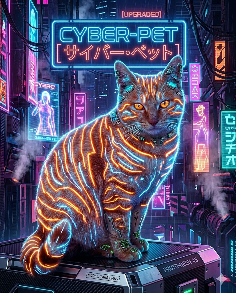 Cyberpunk pet portrait style