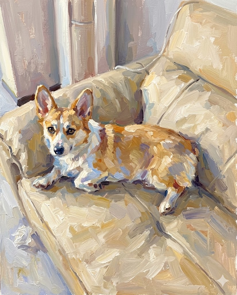 Impressionist pet portrait style