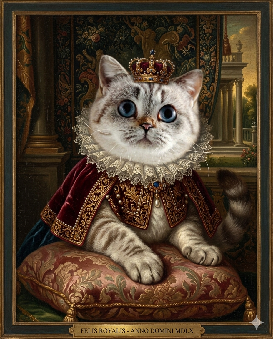 Renaissance pet portrait style