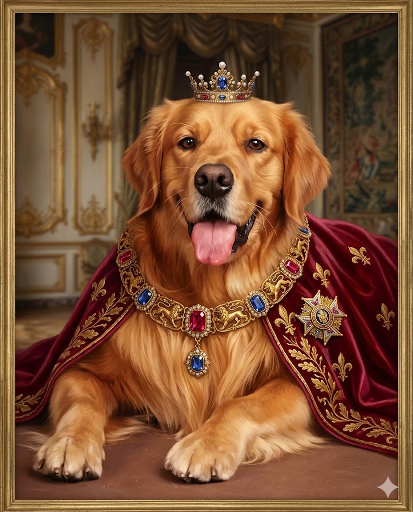 Royal noble pet portrait style
