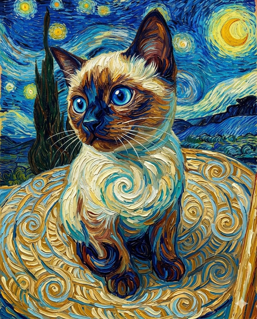 Van Gogh pet portrait style