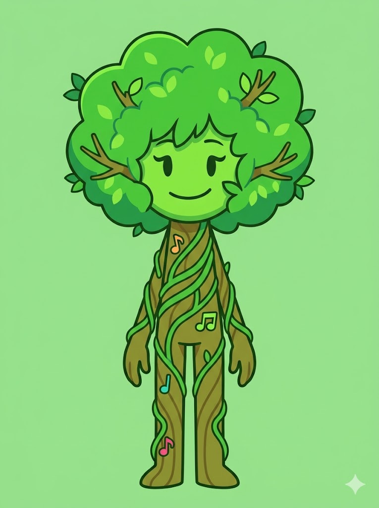Anime full body Sprunki Tree-like female example
