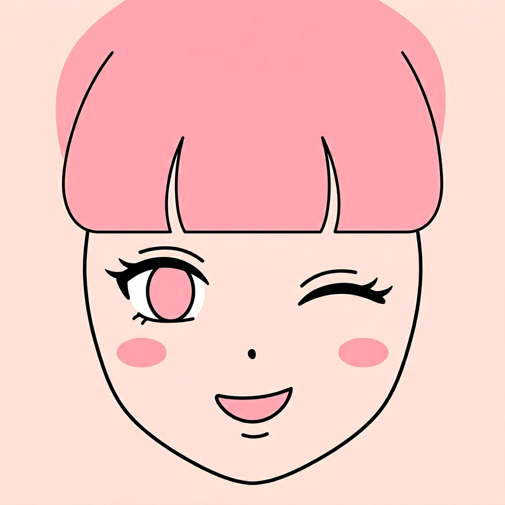 Pink Bob Girl - square face icon example