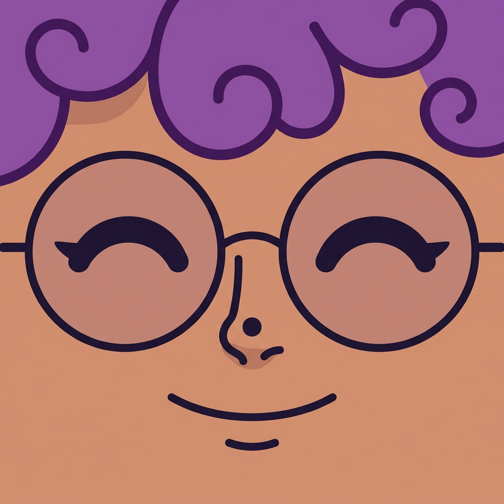 Purple Curls - square face icon example