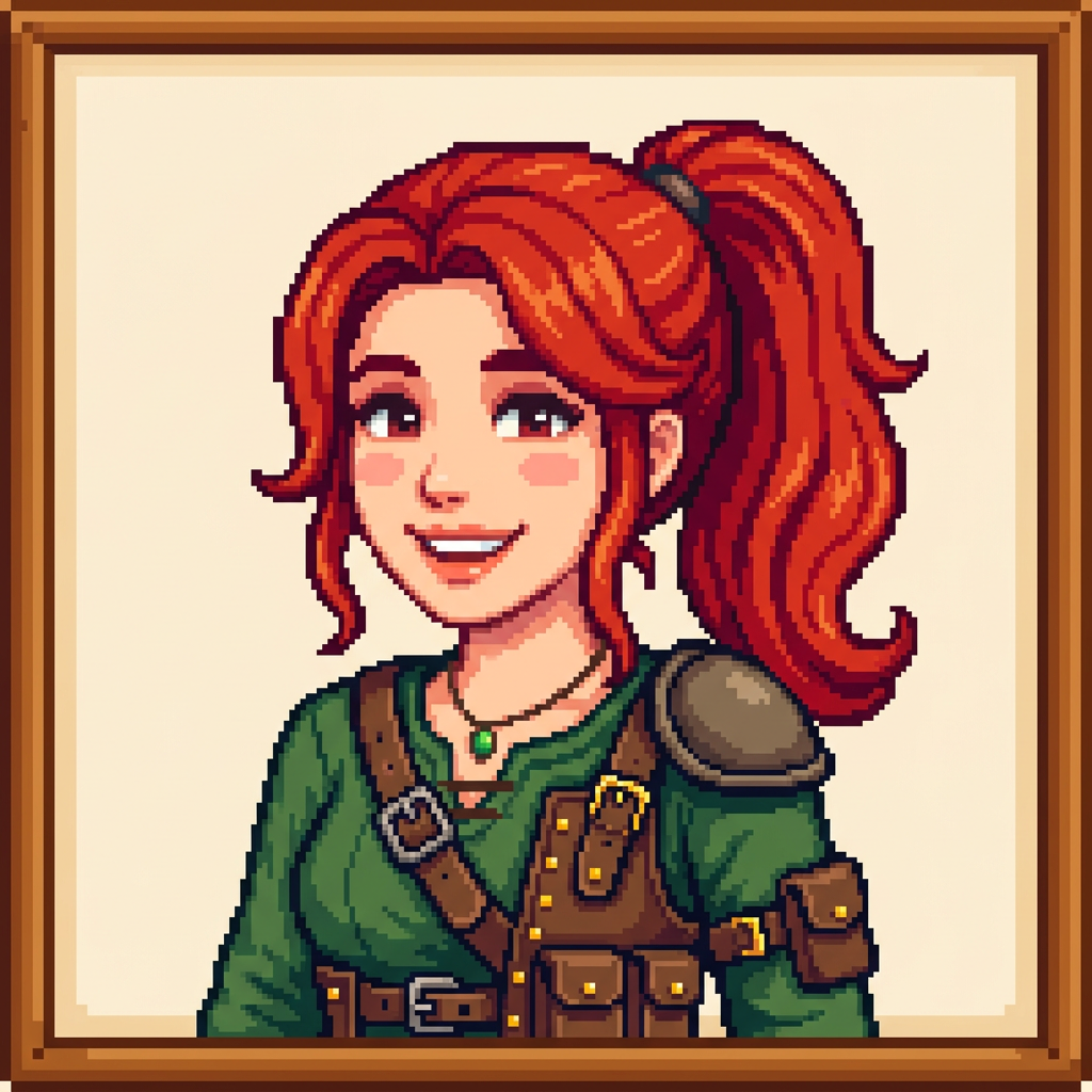 Text-generated portrait AI generated Stardew Valley character